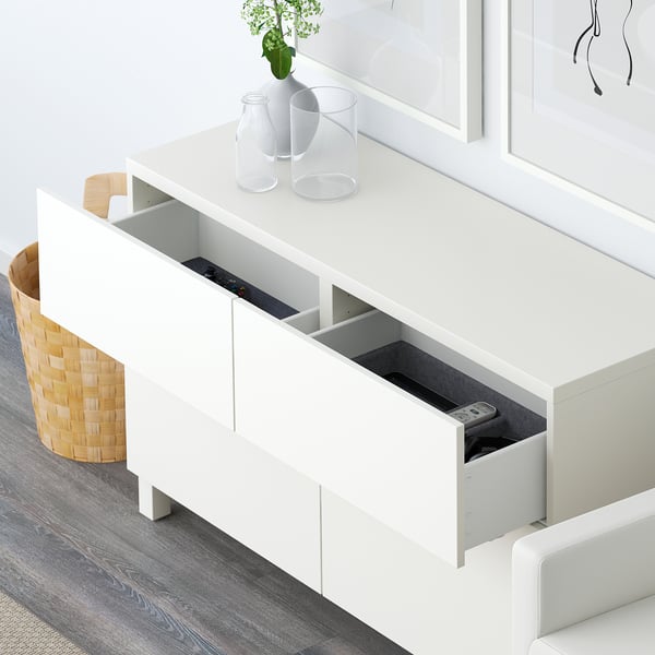 BESTÅ storage combination w doors/drawers, white/Lappviken/Stubbarp white, 120x42x74 cm
