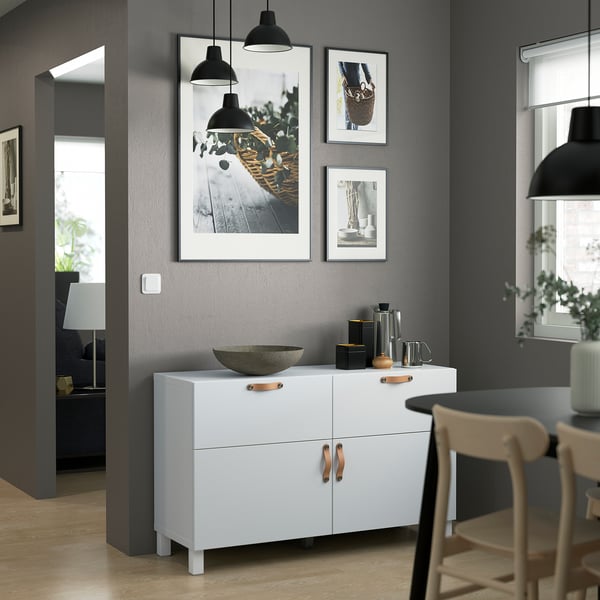 BESTÅ storage combination w doors/drawers, white/Lappviken/Stubbarp white, 120x42x74 cm