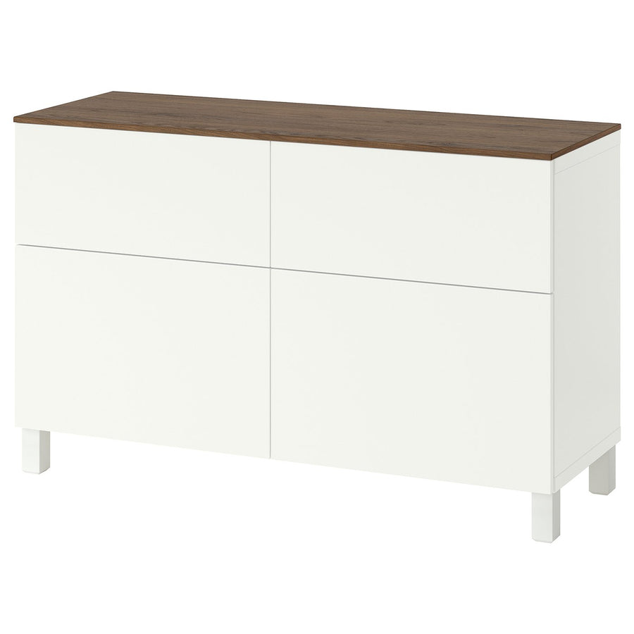 BESTÅ storage combination w doors/drawers, white/Lappviken/Stubbarp white, 120x42x75 cm