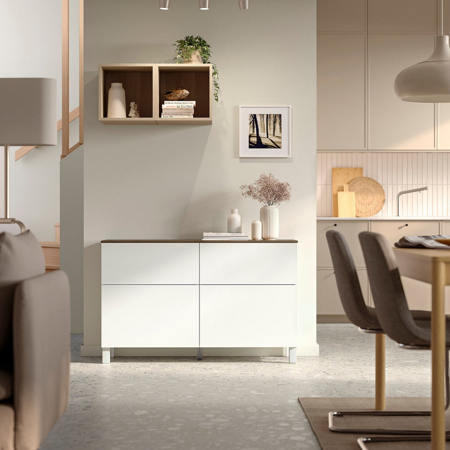 BESTÅ storage combination w doors/drawers, white/Lappviken/Stubbarp white, 120x42x75 cm
