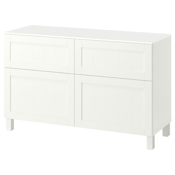 BESTÅ storage combination w doors/drawers, white/Pipmakare white, 120x42x75 cm