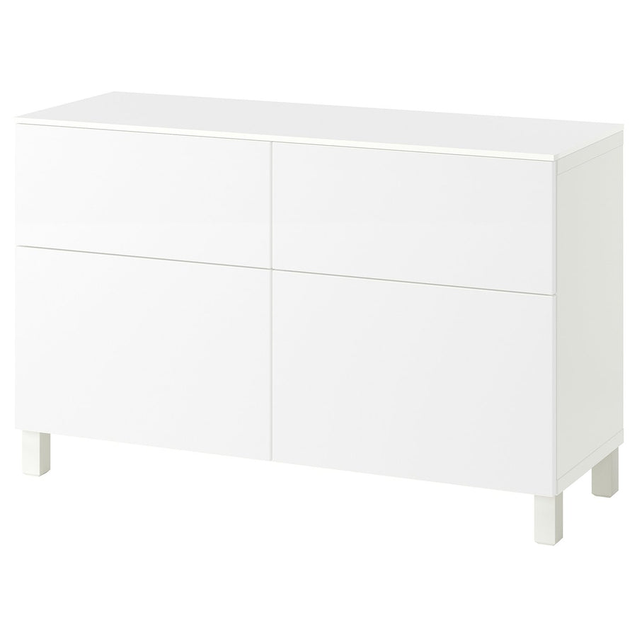 BESTÅ storage combination w doors/drawers, white/Selsviken/Stubbarp white, 51x75.2x32.5 cm
