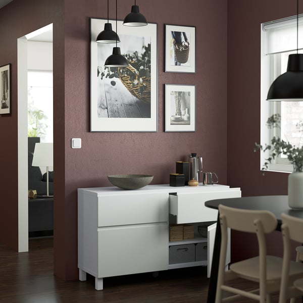 BESTÅ storage combination w doors/drawers, white/Västerviken/Stubbarp white, 120x42x74 cm
