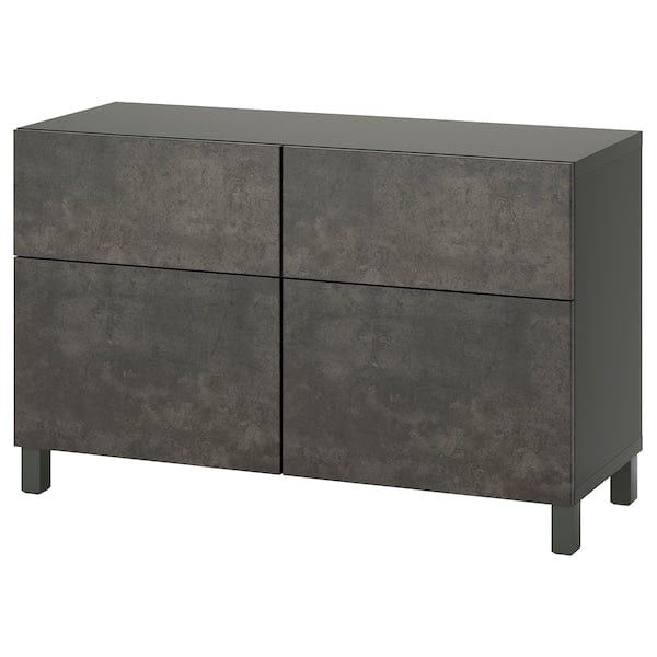 Ikea BESTÅ - Storage combination w doors/drawers, dark grey Kallviken/Stubbarp/dark grey concrete effect, 120x42x74 cm
