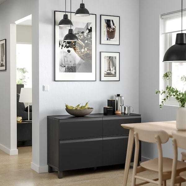 Ikea BESTÅ - Storage combination w doors/drawers, black-brown/Hammarsmed/Stubbarp anthracite, 120x42x74 cm
