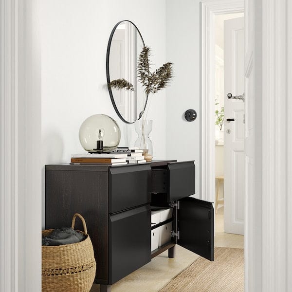 Ikea BESTÅ - Storage combination w doors/drawers, black-brown/Hammarsmed/Stubbarp anthracite, 120x42x74 cm