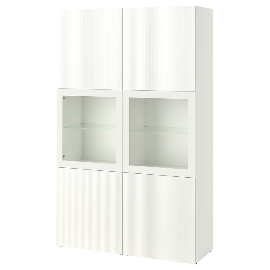 BESTÅ storage combination w glass doors, white/Förvaltare white, 120x42x193 cm
