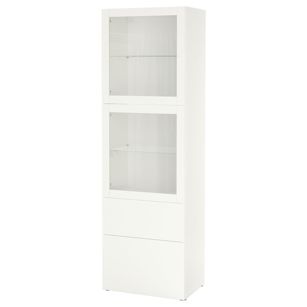 BESTÅ storage combination w glass doors, white/Lappviken white clear glass, 60x42x193 cm