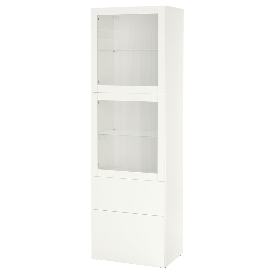 BESTÅ storage combination w glass doors, white/Lappviken white clear glass, 60x42x193 cm