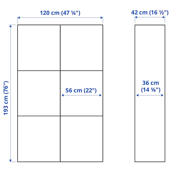 Ikea BESTÅ - Combination with glass doors, white/Selsviken polished/white frosted glass,120x42x193 cm