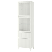 BESTÅ storage combination w glass doors, white/Sutterviken/Kabbarp white clear glass, 60x42x202 cm