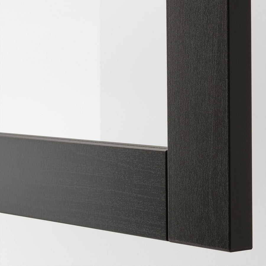 BESTÅ storage combination w glass doors, black-brown/Hanviken black-brown clear glass, 60x42x193 cm