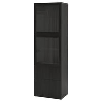 BESTÅ storage combination w glass doors, black-brown/Lappviken black-brown clear glass, 60x42x193 cm