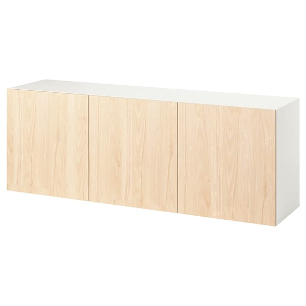 Ikea BESTÅ - Wall furniture combination, white/Fänrik ash,180x42x64 cm