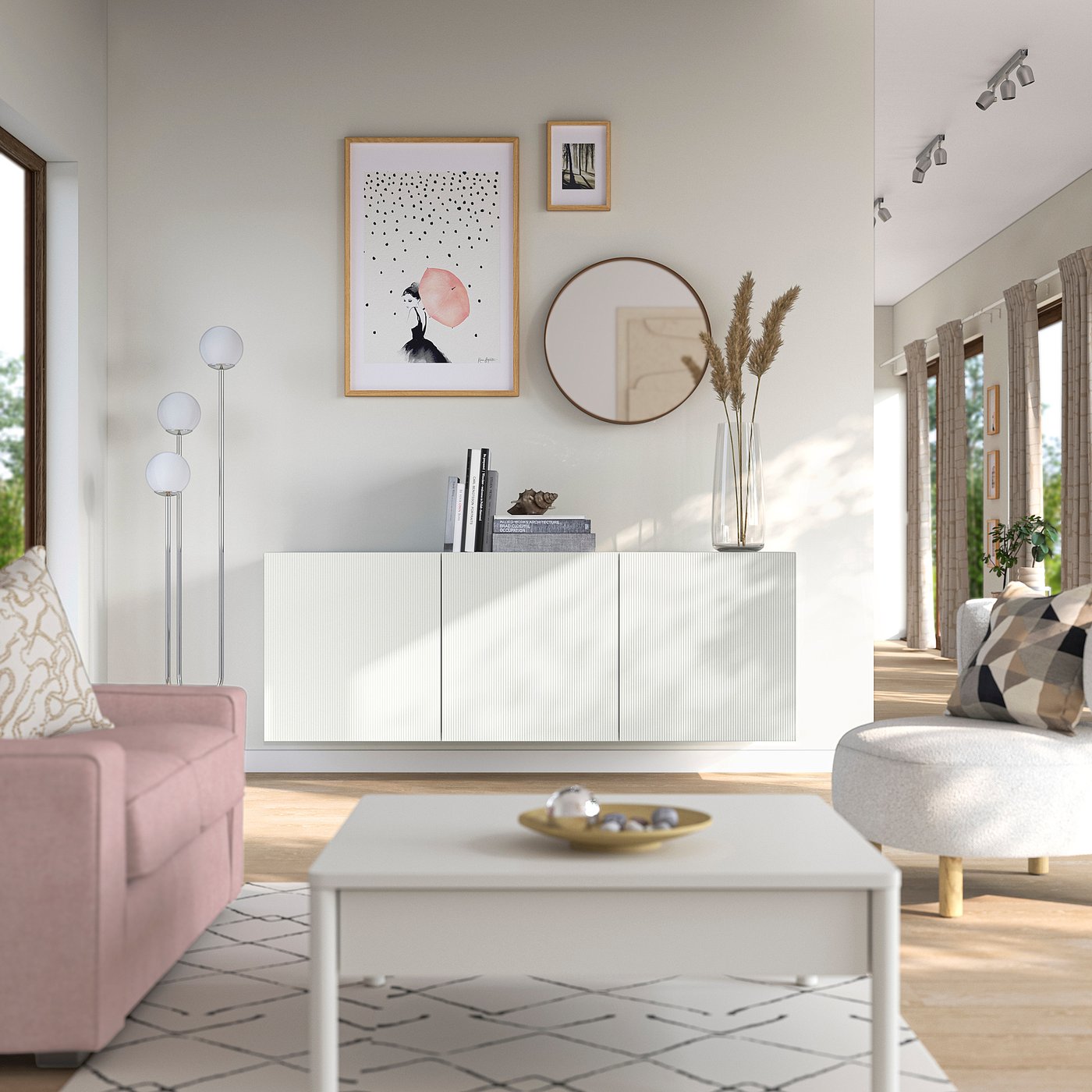 BESTÅ wall-mounted cabinet combination, white/Förvaltare white, 180x64x42 cm