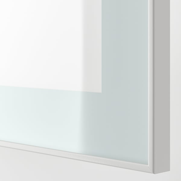 BESTÅ wall-mounted cabinet combination, white Glassvik/white/light green frosted glass, 60x22x38 cm