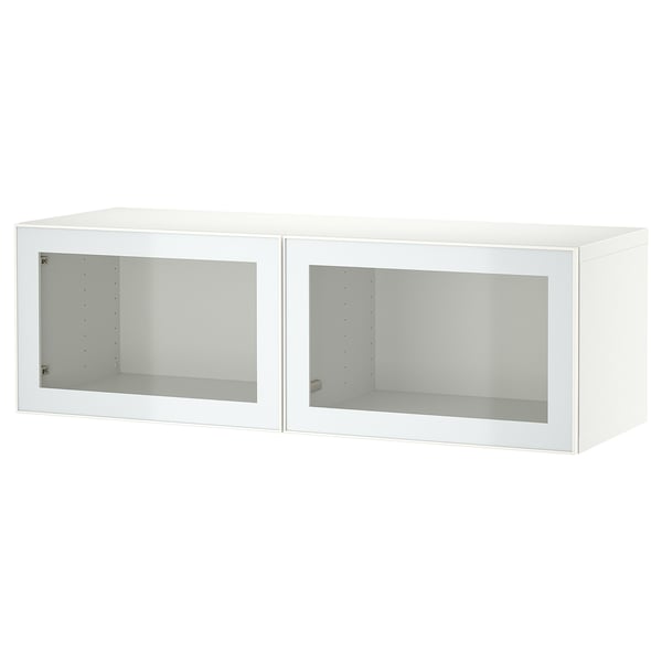 BESTÅ wall-mounted cabinet combination, white Glassvik/white/light green clear glass, 120x42x38 cm