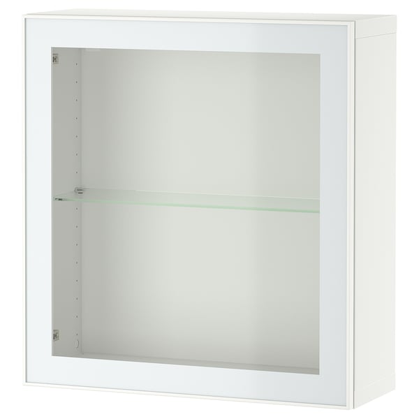 BESTÅ wall-mounted cabinet combination, white Glassvik/white/light green clear glass, 60x22x64 cm