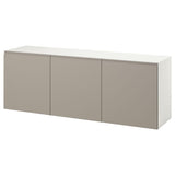 BESTÅ wall-mounted cabinet combination, white/Hammarsmed beige, 180x42x64 cm