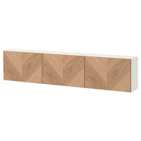 BESTÅ wall-mounted cabinet combination, white/Hedeviken oak veneer, 180x22x38 cm