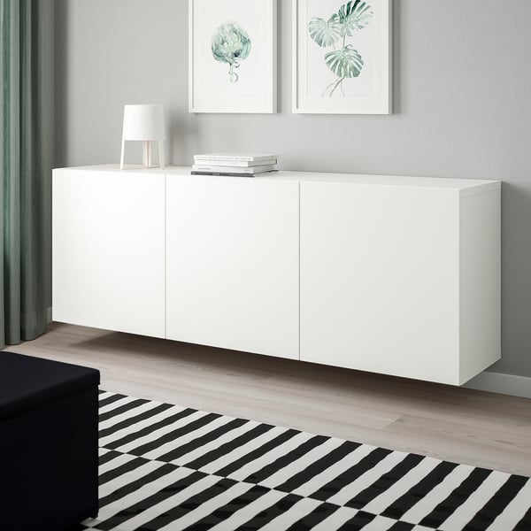 BESTÅ wall-mounted cabinet combination, white/Lappviken white, 180x42x64 cm