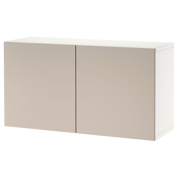 BESTÅ wall-mounted cabinet combination, white Lappviken/light grey/beige, 120x42x64 cm