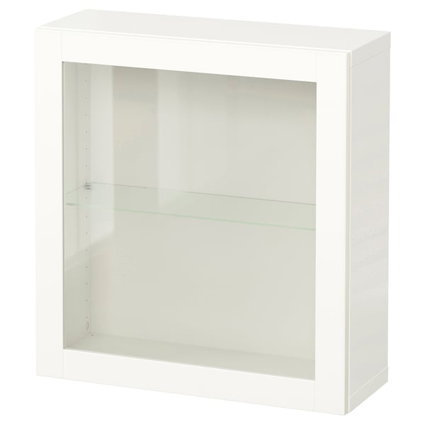 BESTÅ wall-mounted cabinet combination, white/Sindvik white clear glass, 60x22x64 cm