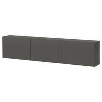 BESTÅ wall-mounted cabinet combination, dark grey/Lappviken dark grey, 180x22x38 cm