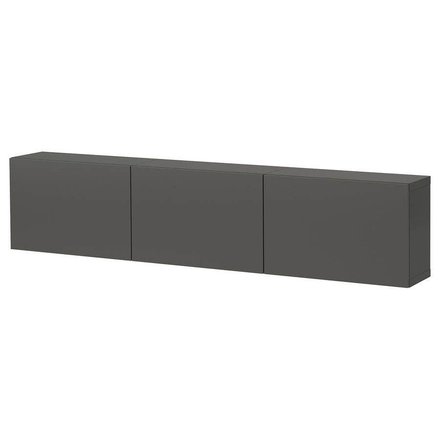 BESTÅ wall-mounted cabinet combination, dark grey/Lappviken dark grey, 180x38x22 cm