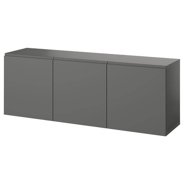 BESTÅ wall-mounted cabinet combination, dark grey/Västerviken dark grey, 180x42x64 cm