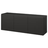BESTÅ wall-mounted cabinet combination, black-brown/Hammarsmed anthracite, 180x42x64 cm