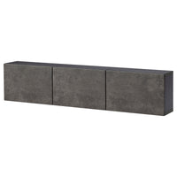 BESTÅ wall-mounted cabinet combination, black-brown Kallviken/dark grey concrete effect, 180x22x38 cm