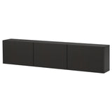 BESTÅ wall-mounted cabinet combination, black-brown/Lappviken black-brown, 180x22x38 cm