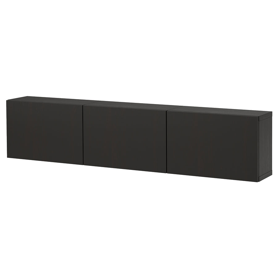 BESTÅ wall-mounted cabinet combination, black-brown/Lappviken black-brown, 180x22x38 cm