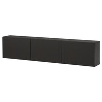 BESTÅ wall-mounted cabinet combination, black-brown/Lappviken black-brown, 180x22x38 cm