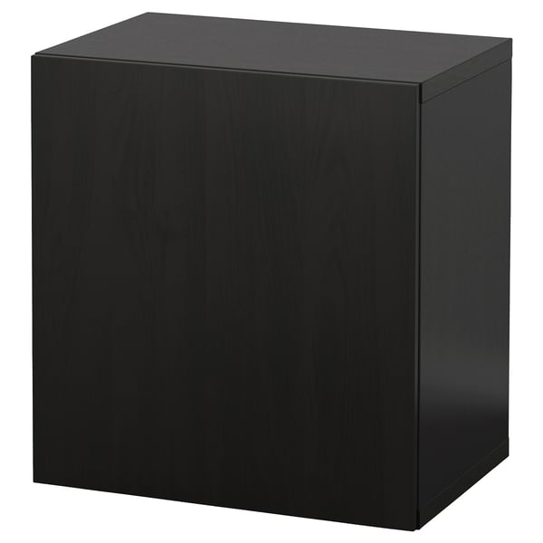 BESTÅ wall-mounted cabinet combination, black-brown/Lappviken, 60x42x64 cm
