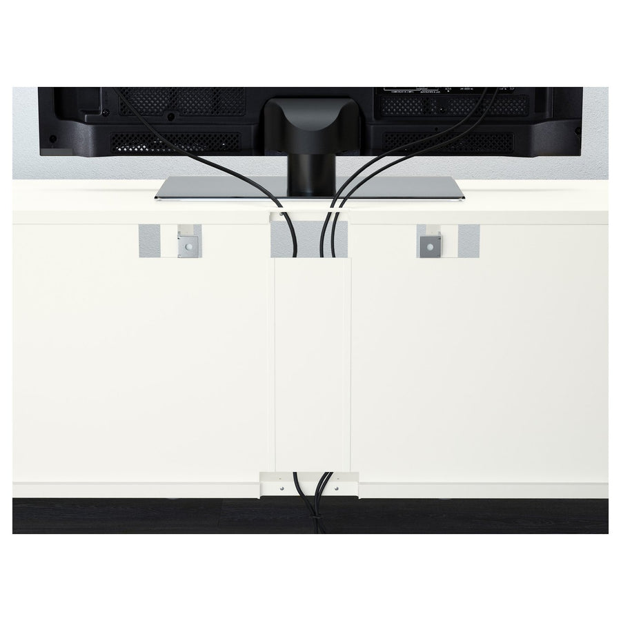 BESTÅ TV storage combination/glass doors, white/Förvaltare white, 300x42x231 cm