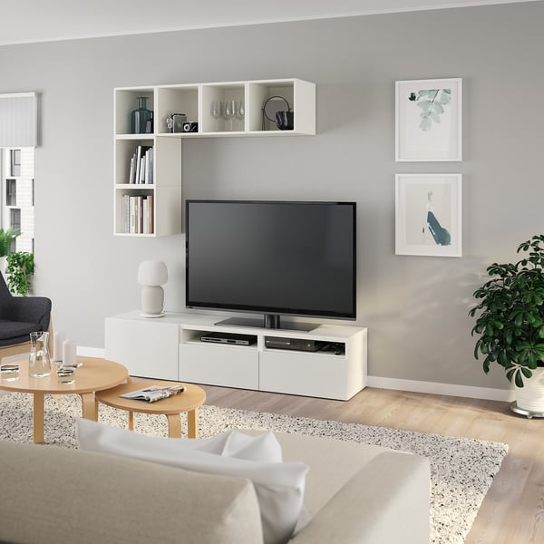 BESTÅ / EKET cabinet combination for TV, white, 180x42x170 cm