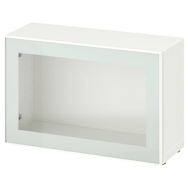 Ikea BESTÅ - Shelf unit with glass door, white Glassvik/white/light green clear glass, 60x22x38 cm