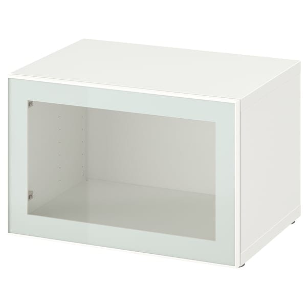 Ikea BESTÅ - Shelf unit with glass door, white Glassvik/white/light green clear glass, 60x42x38 cm