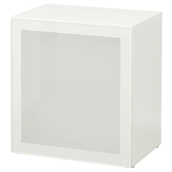 Ikea BESTÅ - Cabinet with glass door, white/Glassvik glass white/frosted glass,60x42x64 cm