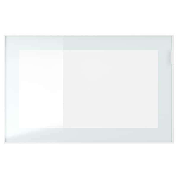 Ikea BESTÅ - Shelf unit with glass door, white stained oak effect Glassvik/white/light green frosted glass, 60x22x38 cm