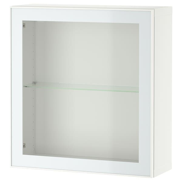 Ikea BESTÅ - Shelf unit with glass door, white Glassvik/white/light green clear glass, 60x22x64 cm