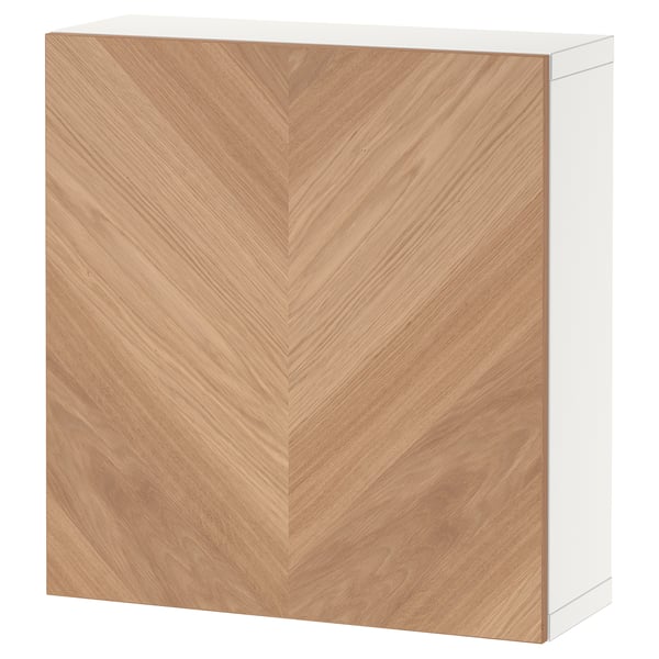 BESTÅ shelf unit with door, white/Hedeviken oak veneer, 60x22x64 cm