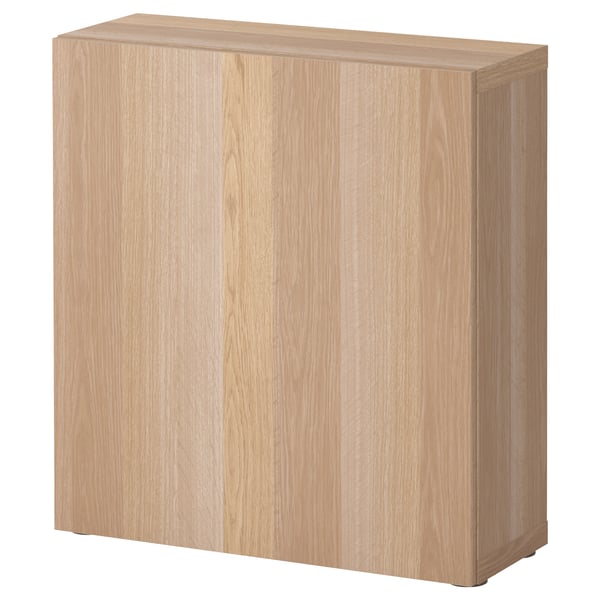 BESTÅ shelf unit with door, white stained oak effect/Lappviken white stained oak effect, 60x22x64 cm