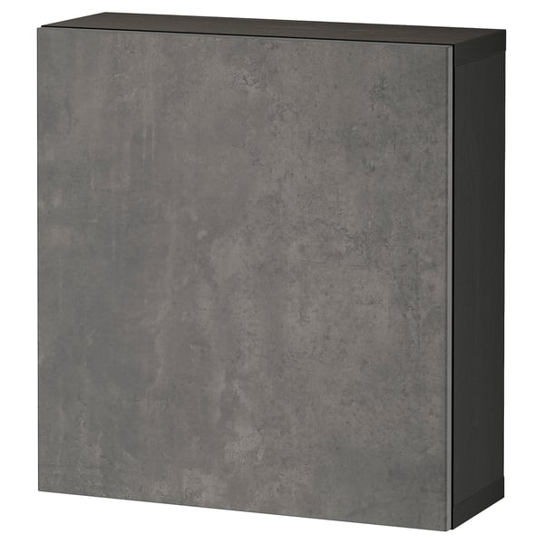 BESTÅ shelf unit with door, black-brown/Kallviken dark grey, 60x22x64 cm