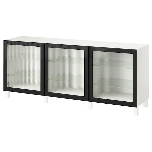 Ikea BESTÅ - Storage combination with doors, white/Fällsvik anthracite, 180x42x74 cm