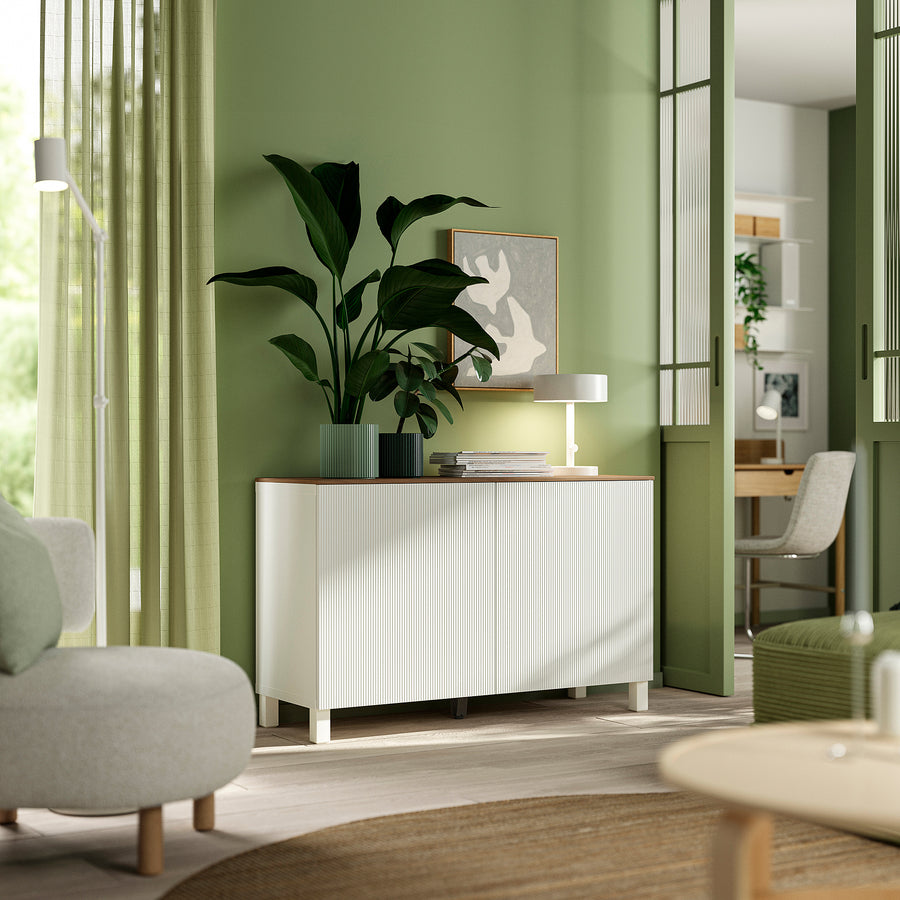 BESTÅ storage combination with doors, white/Förvaltare white, 120x42x75 cm