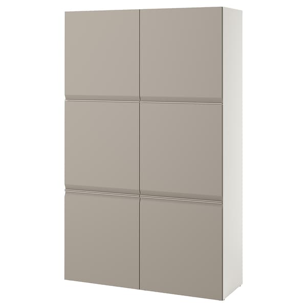 Ikea BESTÅ - Storage combination with doors, white Hammarsmed/beige, 120x42x193 cm