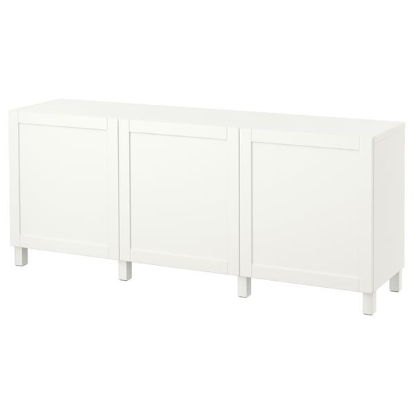 BESTÅ storage combination with doors, white/Hanviken/Stubbarp white, 180x42x74 cm